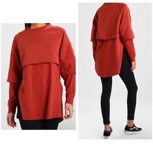 Ivy Park Double Layer Tunic Sweatshirt Small Sweatshirt Womens Orange Dance Logo